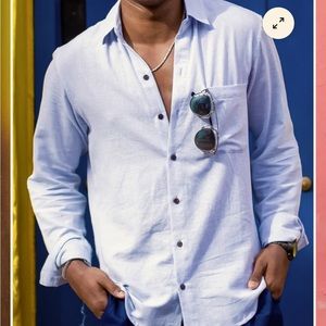 Brand new w/ tags KENNY FLOWERS “THE ICE BREAKER” LONG SLEEVE BLUE LINEN SHIRT